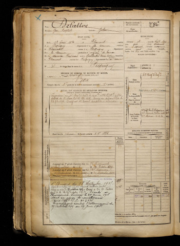 Delattre, Jean Baptiste, né le 12 février 1872 à Flixecourt (Somme), classe 1892, matricule n° 786, Bureau de recrutement d'Amiens