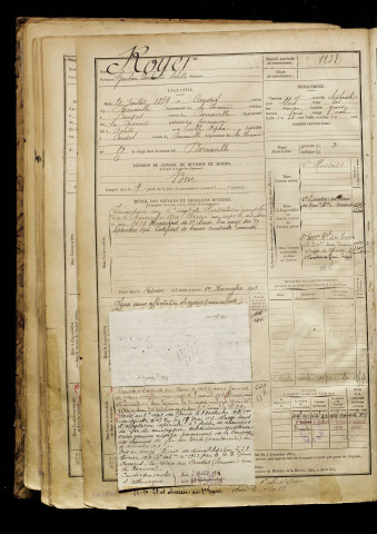 Royer, Gustave Théotime Achille, né le 21 juillet 1879 à Candas (Somme), classe 1899, matricule n° 1238, Bureau de recrutement d'Abbeville