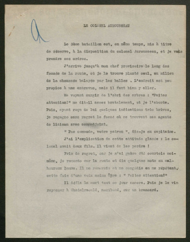 Témoignage de Girard, Georges et correspondance avec Jacques Péricard