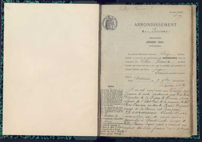 Villers-Faucon : naissances, mariages, décès (1901-1902) - Table décennale des naissances, mariages, décès (1893-1902)
