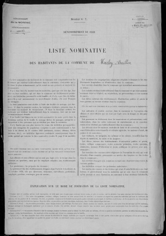 Recensement de la population : Warloy-Baillon