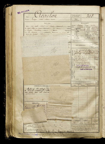 Acoulon, Georges Michel Victorin, né le 15 avril 1895 à Saint-Blimont (Somme), classe 1915, matricule n° 705, Bureau de recrutement d'Abbeville