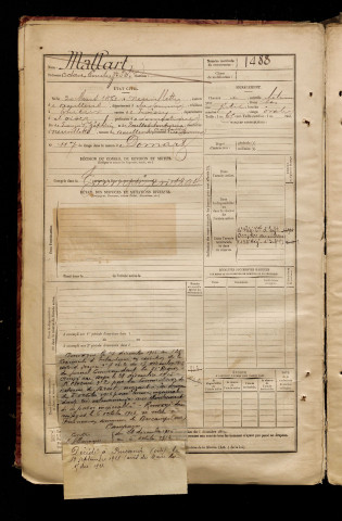 Mallart, Octave Emile Jean Baptiste, né le 20 mars 1873 à Neuvillette (Somme), classe 1893, matricule n° 1488, Bureau de recrutement d'Abbeville