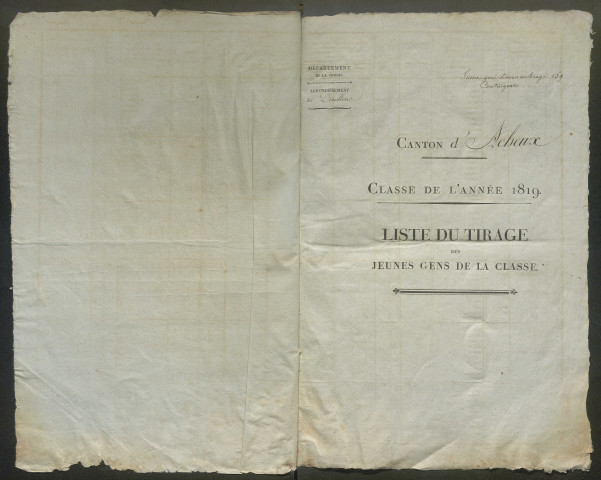 Tirage au sort (arrondissement de Doullens, de Montdidier) de l'année 1819