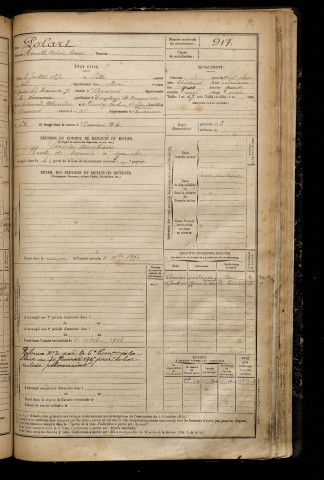 Polart, Camille Arsène Marie, né le 06 juillet 1872 à Lille (Nord), classe 1892, matricule n° 917, Bureau de recrutement d'Amiens