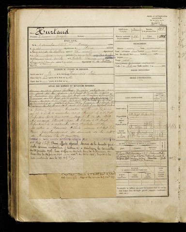 Hurtaud, Edmond Joseph, né le 02 décembre 1897 à Mouy (Oise), classe 1917, matricule n° 62, Bureau de recrutement d'Amiens