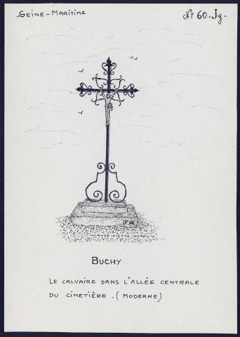 Buchy (Seine-Maritime) : calvaire dans l'allée centrale - (Reproduction interdite sans autorisation - © Claude Piette)