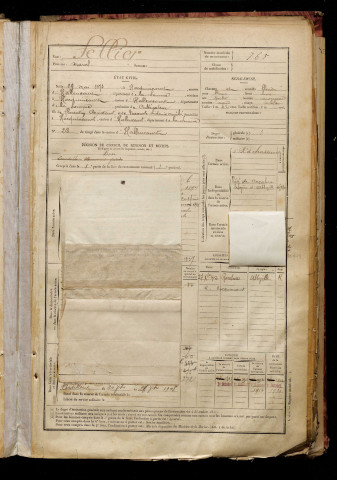 Sellier, Marcel, né le 29 mai 1873 à Hocquincourt (Somme), classe 1893, matricule n° 765, Bureau de recrutement d'Abbeville