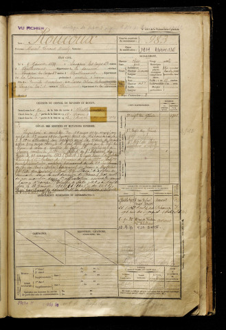 Roucoux, Marcel Venant Amely, né le 05 janvier 1899 à Longpré-les-Corps-Saints (Somme), classe 1919, matricule n° 983, Bureau de recrutement d'Abbeville