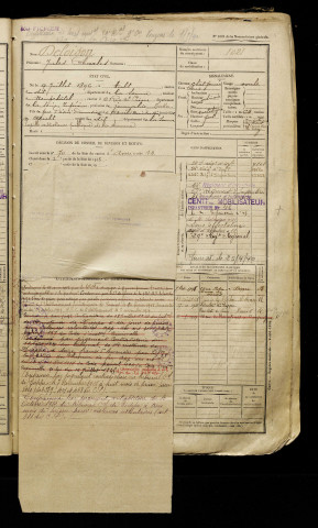 Deloison, Jules Charles, né le 09 juillet 1896 à Ault (Somme), classe 1916, matricule n° 1021, Bureau de recrutement d'Amiens