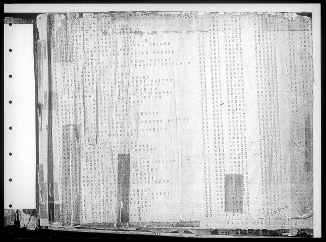 Table alphabétique du contingent 1933 - lettres L à O : bureaux de recrutement de la Deuxième Région Militaire (Départements du Nord, du Pas de Calais, de l'Aisne, de l'Oise, de la Somme, de l'Eure et de la Seine-Maritime)