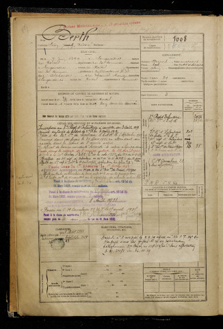 Berth, Léon Joseph Désiré, né le 07 juin 1899 à Longavesnes (Somme), classe 1919, matricule n° 1008, Bureau de recrutement de Péronne