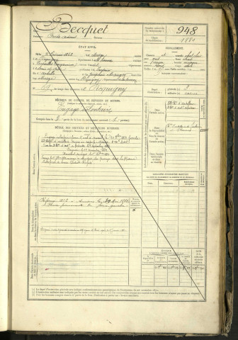 Becquet, Ovide Adonis, né le 4 février 1862 à Le Mesge (Somme, France), classe 1882, matricule n° 948, Bureau de recrutement d'Amiens