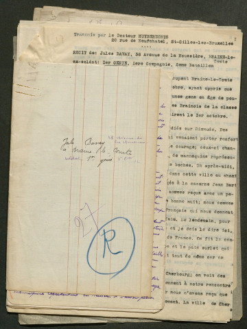 Témoignage de Bacquet, Jean et correspondance avec Jacques Péricard