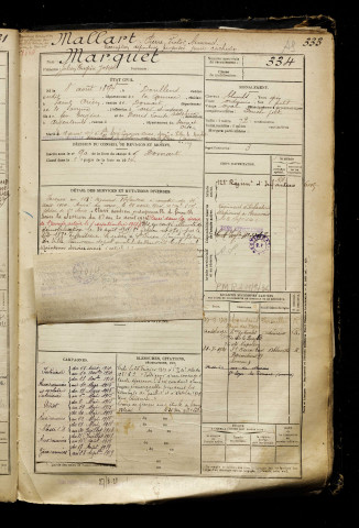 Mallart, Pierre Victor Armand, classe 1914, matricule n° 333, Bureau de recrutement d'Abbeville