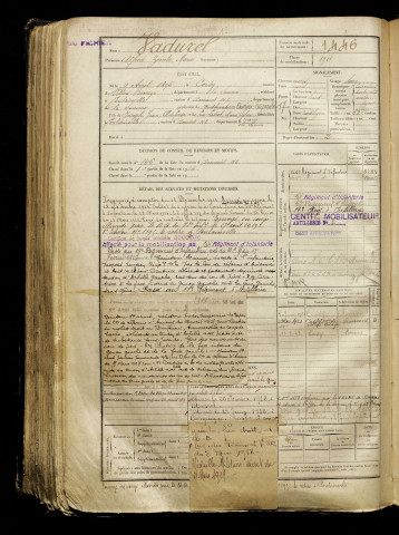 Vadurel, Alfred Zénobe Marie, né le 09 avril 1895 à Coisy (Somme), classe 1915, matricule n° 1446, Bureau de recrutement d'Amiens