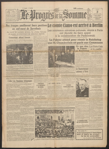 Le Progrès de la Somme, numéro 21926, 2 octobre 1939