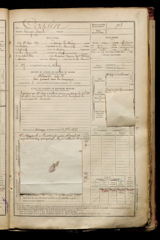 Cossin, Georges Joseph, né le 14 mai 1873 à Estrées-lès-Crécy (Somme), classe 1893, matricule n° 703, Bureau de recrutement d'Abbeville