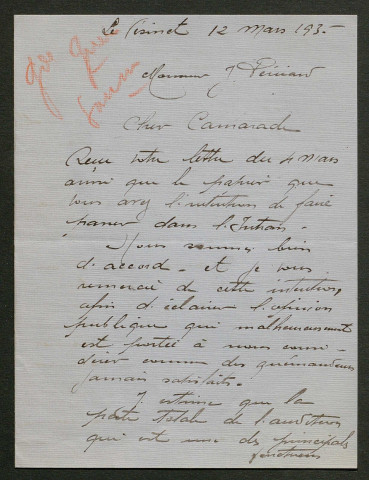 Témoignage de Igounet, Eugène et correspondance avec Jacques Péricard