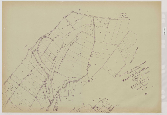 Plan du cadastre rénové - Sailly-le-Sec : section T1