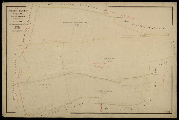 Plan du cadastre napoléonien - Amiens : Montières, O15