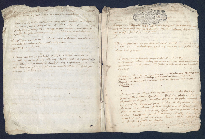 Vauchelles-lès-Domart (Saint-Nicolas) : baptêmes, mariages, sépultures (1694, 1698-1699, 1701-1703, 1736)