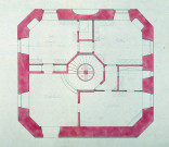 Modifications apportées à la façade principale et à la distribution intérieure du château d'eau : plan du premier étage dressé par Rousseau