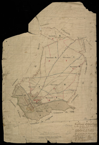 Plan du cadastre napoléonien - Camon (Camons) : tableau d'assemblage