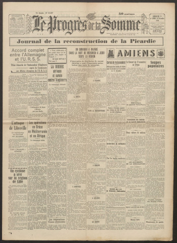 Le Progrès de la Somme, numéro 22207, 17 - 18 novembre 1940