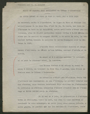 Témoignage de Guillatou, Eloi (Caporal) et correspondance avec Jacques Péricard