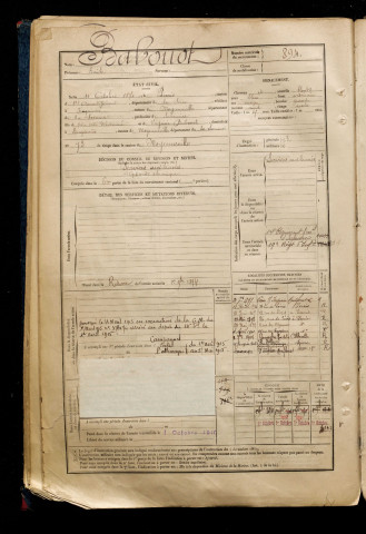 Babouot, Emile, né le 11 octobre 1870 à Paris 12e Arrondissement (Paris), classe 1890, matricule n° 894, Bureau de recrutement d'Abbeville