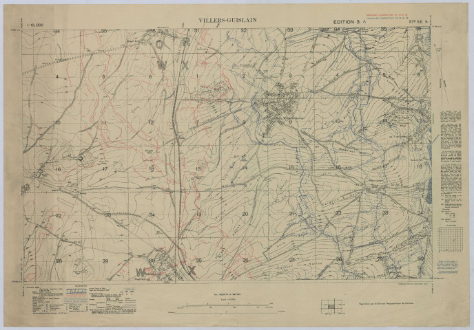 Villers-Guislain 3A. Carte anglaise des tranchées