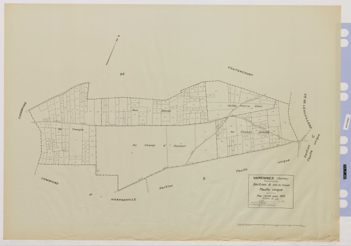 Plan du cadastre rénové - Varennes : section A