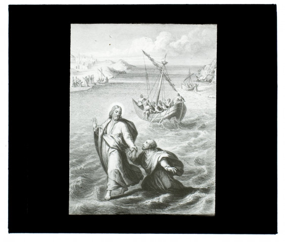 Evangile - Jésus marche sur les eaux - gravure de Doherty