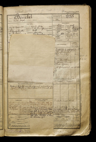 Bouclet, André Joseph, né le 16 mars 1898 à Biville-sur-Mer (Seine-Maritime), classe 1918, matricule n° 1033, Bureau de recrutement d'Abbeville