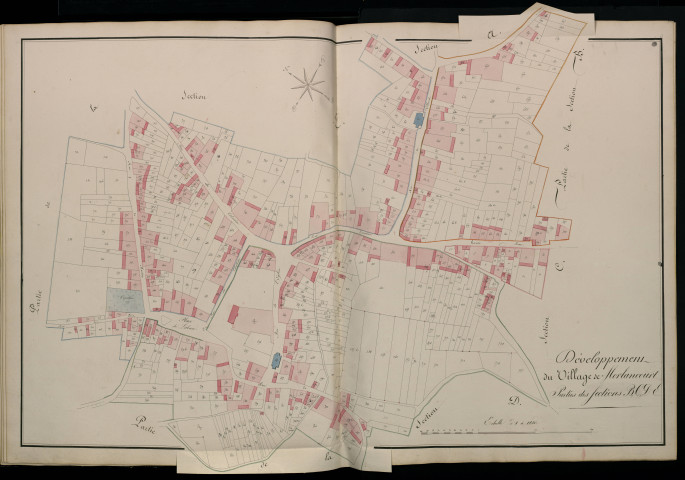 Plan du cadastre napoléonien - Atlas cantonal - Morlancourt : Village (Le), développement village B, C, D et E