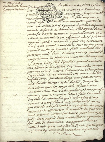 Etude de Me Jacques Scribe à Amiens (étude n°6). Minutes de l'année 1729