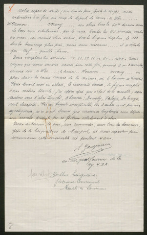 Témoignage de Gaignaux, Arthur (Sergent fourrier) et correspondance avec Jacques Péricard