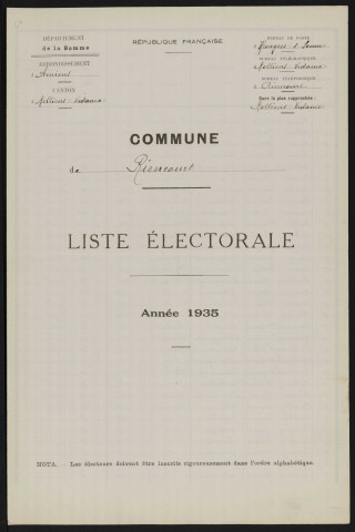 Liste électorale : Riencourt