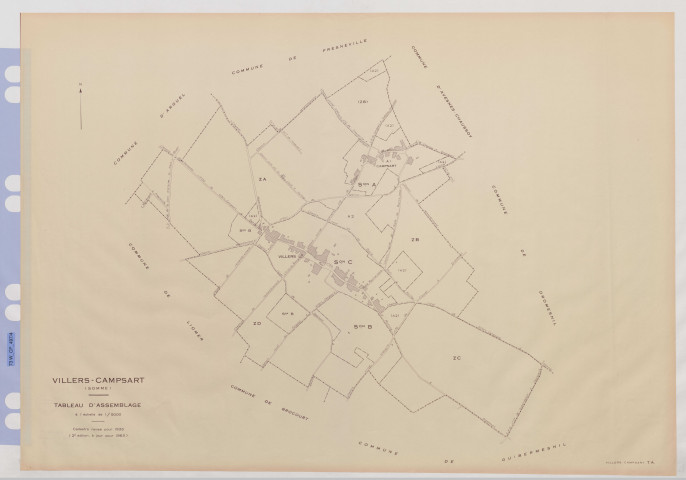 Plan du cadastre rénové - Villers-Campsart : tableau d'assemblage (TA)