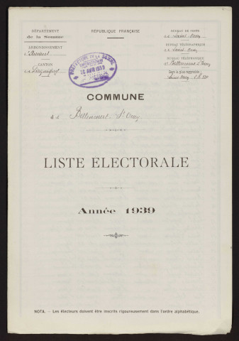 Liste électorale : Bettencourt-Saint-Ouen