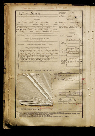 Pouchain, Auguste François, né le 14 mars 1878 à Chartres (Eure-et-Loir), classe 1898, matricule n° 626, Bureau de recrutement de Péronne