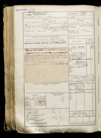 Dupuis, Georges Paul, né le 24 septembre 1896 à Abbeville (Somme), classe 1916, matricule n° 798, Bureau de recrutement d'Abbeville