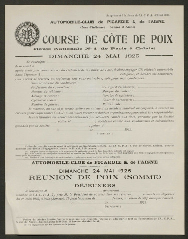 Automobile-club de Picardie et de l'Aisne. Revue mensuelle, 165, avril 1925