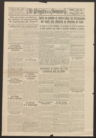 Le Progrès de la Somme, numéro 23320, 7 juillet 1944