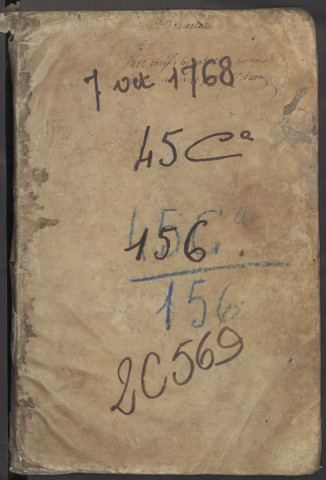 Contrôle des actes du bureau d’Amiens pour la période du 7 mars 1768 au 6 août 1768