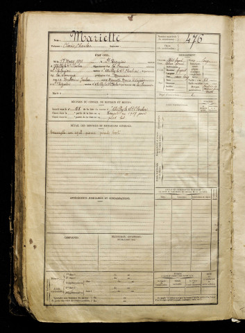 Marielle, Clovis Charles, né le 17 mars 1898 à Saint-Riquier (Somme), classe 1918, matricule n° 476, Bureau de recrutement d'Abbeville
