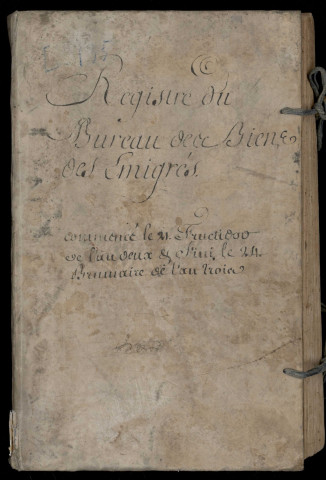 Délibérations et arrêtés du 7e bureau (Émigrés) : 21 fructidor an II-24 brumaire an III