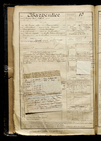 Charpentier, Georges Paul Joseph, né le 22 janvier 1889 à Beauquesne (Somme), classe 1909, matricule n° 10, Bureau de recrutement d'Abbeville