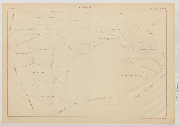 Plan du cadastre rénové - Allaines : section V